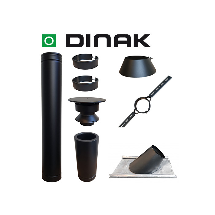 Set KAPSCHUUR BLACK loodslab 30-45 graden Ø100mm DINAK met nisbus | 123rookkanaal