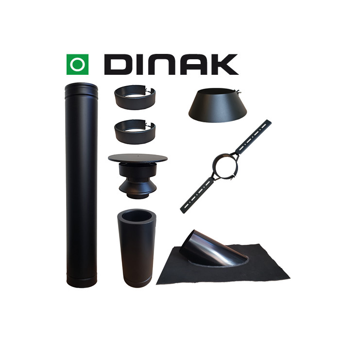 Set KAPSCHUUR BLACK loodslab 46-60 graden Ø100mm DINAK met nisbus | 123rookkanaal