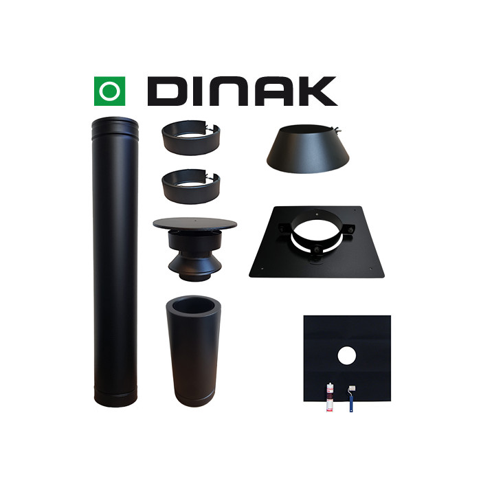 Set EPDM BLACK Ø100mm DINAK met nisbus en vloersteun | 123rookkanaal