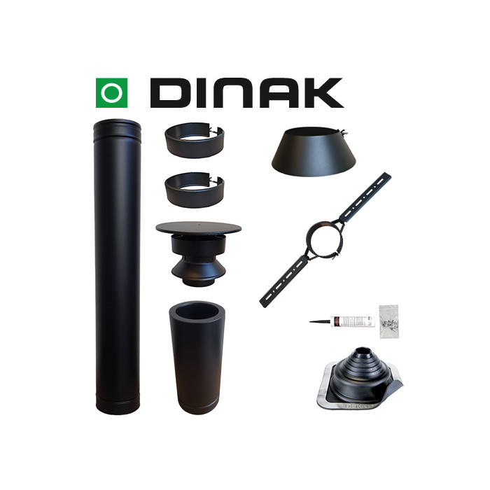 Set EPDM BLACK ejot Ø100mm DINAK met nisbus en dakbevestigingsbeugel | 123rookkanaal