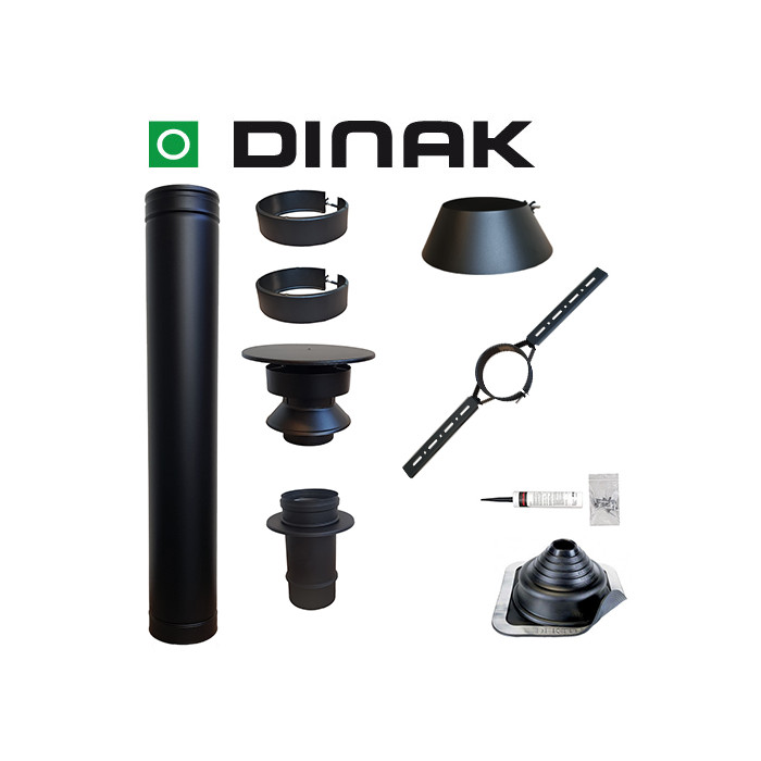 Set EPDM BLACK ejot Ø100mm DINAK met verloop EW-DW en dakbevestigingsbeugel | 123rookkanaal