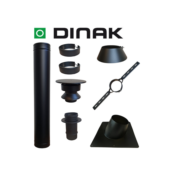 Set VERANDA BLACK schuin dak 5-30 graden Ø80mm DINAK met verloop EW-DW | 123rookkanaal