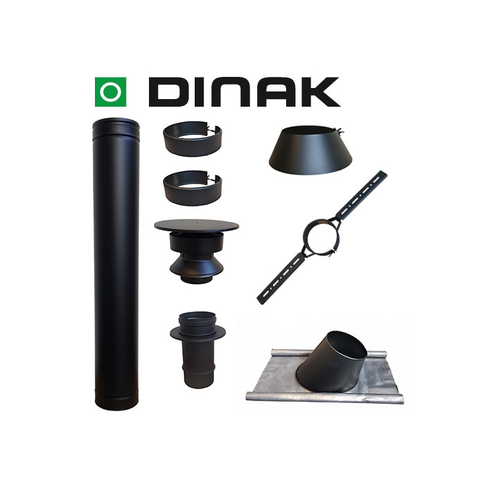 Set KAPSCHUUR BLACK loodslab 5-30 graden Ø80mm DINAK met verloop EW-DW | 123rookkanaal