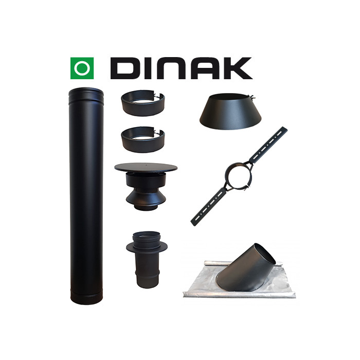 Set KAPSCHUUR BLACK loodslab 30-45 graden Ø80mm DINAK met verloop EW-DW | 123rookkanaal