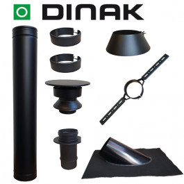 Set KAPSCHUUR BLACK loodslab 46-60 graden Ø80mm DINAK met verloop EW-DW | 123rookkanaal
