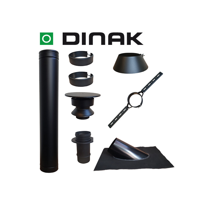Set KAPSCHUUR BLACK loodslab 46-60 graden Ø80mm DINAK met verloop EW-DW | 123rookkanaal
