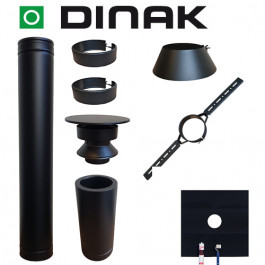 Set EPDM BLACK Ø80mm DINAK met nisbus en dakbevestigingsbeugel | 123rookkanaal