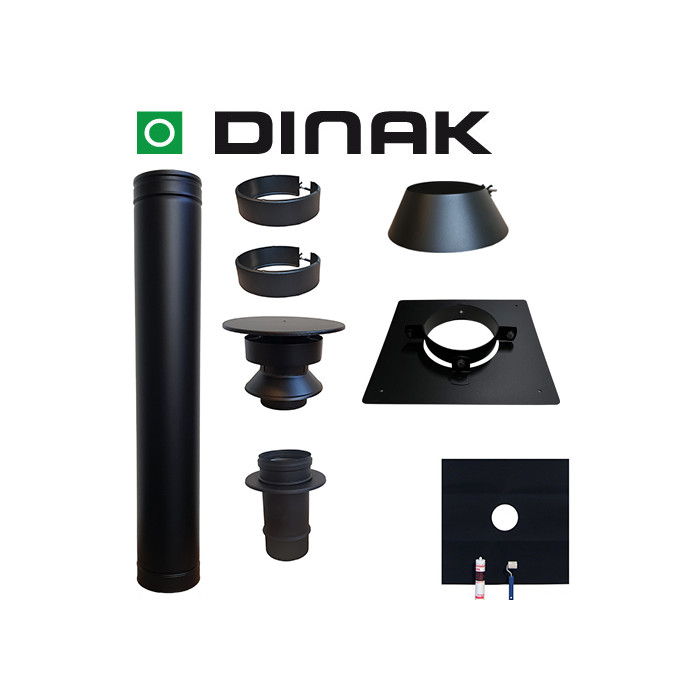 Set EPDM BLACK Ø80mm DINAK met verloop EW-DW en vloersteun | 123rookkanaal