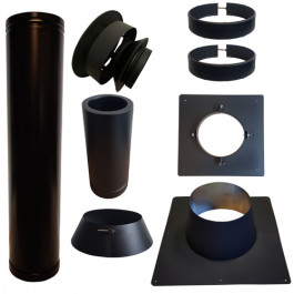Set VERANDA BLACK plat dak 0-5 graden Ø150mm DINAK met nisbus | 123rookkanaal