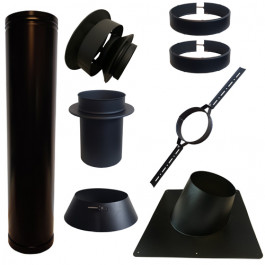 Set VERANDA BLACK schuin dak 5-30 graden Ø150mm DINAK met verloop EW-DW | 123rookkanaal