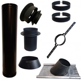 Set KAPSCHUUR BLACK loodslab 5-30 graden Ø150mm DINAK met verloop EW-DW | 123rookkanaal