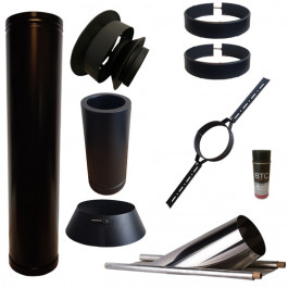 Set KAPSCHUUR BLACK loodslab 46-60 graden Ø150mm DINAK met nisbus | 123rookkanaal