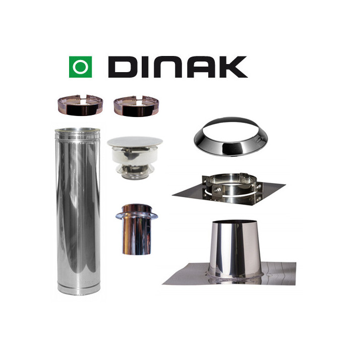 Set VERANDA plat dak 0-5 graden Ø150mm DINAK met verloop EW-DW en trekkap | 123rookkanaal