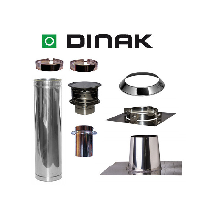 Set VERANDA plat dak 0-5 graden Ø150mm DINAK met verloop EW-DW en Holland kap | 123rookkanaal