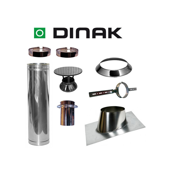 Set VERANDA schuin dak 5-30 graden Ø150mm DINAK met verloop EW-DW en regenkap | 123rookkanaal