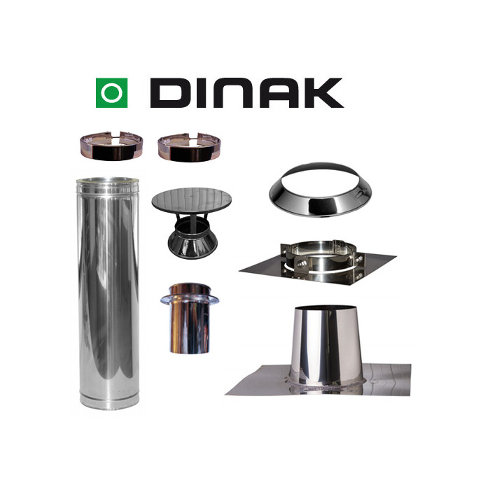 Set VERANDA plat dak 0-5 graden Ø130mm DINAK met verloop EW-DW en regenkap | 123rookkanaal