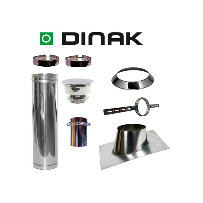 Set VERANDA schuin dak 5-30 graden Ø130mm DINAK met verloop EW-DW en trekkap | 123rookkanaal
