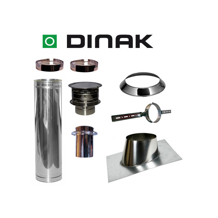Set VERANDA schuin dak 5-30 graden Ø130mm DINAK met verloop EW-DW en Holland kap | 123rookkanaal