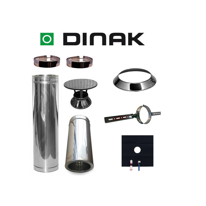 Set EPDM Ø130mm DINAK met nisbus en regenkap en dakbevestigingsbeugel | 123rookkanaal