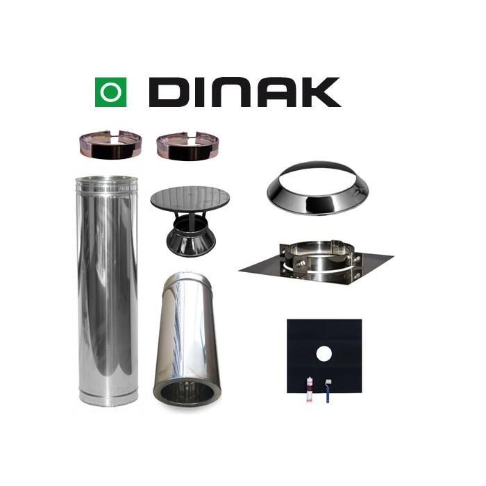 Set EPDM Ø130mm DINAK met nisbus en regenkap en vloersteun | 123rookkanaal