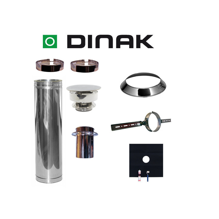 Set EPDM Ø130mm DINAK met verloop EW-DW en trekkap en dakbevestigingsbeugel | 123rookkanaal