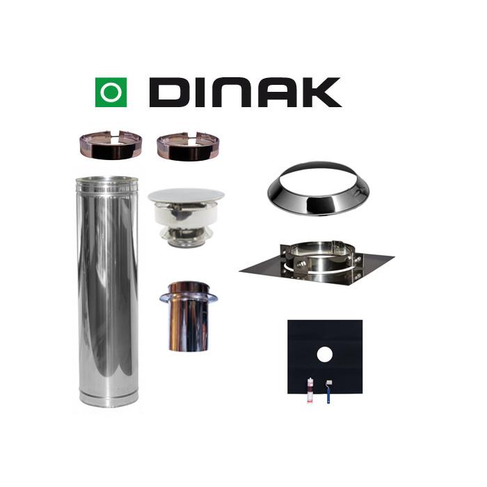 Set EPDM Ø130mm DINAK met verloop EW-DW en trekkap en vloersteun | 123rookkanaal