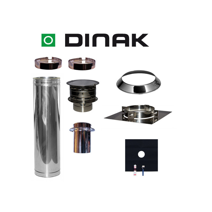 Set EPDM Ø130mm DINAK met verloop EW-DW en Holland kap en vloersteun | 123rookkanaal