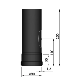 rookkanaal enkelwandig met luik L:25 cm Ø80mm pelletkachel | 123rookkanaal