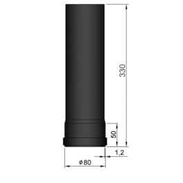 rookkanaal enkelwandig L:33 cm Ø80mm pelletkachel | 123rookkanaal