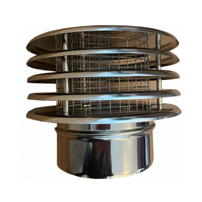 Trekkap lamellen voor flexibel of enkelwandig RVS rookkanaal Ø80mm met gaas | 123rookkanaal