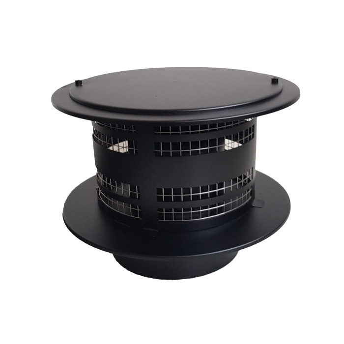 DINAK DW Black trekkap Holland met veegluik Ø150mm met vonkengaas | 123rookkanaal