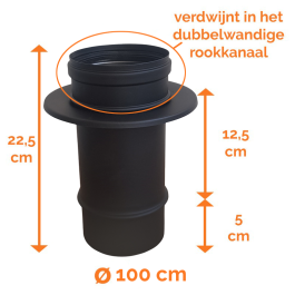 DINAK DW Black pellet verloop enkelwandig naar dubbelwandig Ø100mm | 123rookkanaal