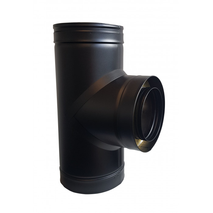 DINAK DW Black T-stuk dubbelwandig rookkanaal Ø130mm | 123rookkanaal