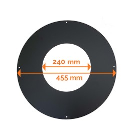 DINAK DW Black wand / plafondrozet PLAT dubbelwandig rookkanaal Ø180mm | 123rookkanaal