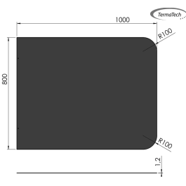 vloerplaat staal 80 x 100cm voorkant afgerond | 123rookkanaal