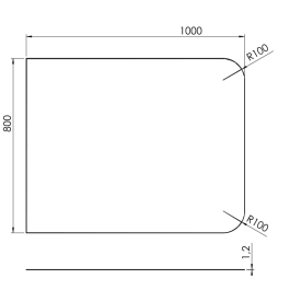 vloerplaat staal 80 x 100cm voorkant afgerond | 123rookkanaal