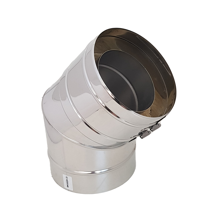 Hagemann & Machmer V3 DW Bocht 45 graden dubbelwandig rookkanaal Ø150mm | 123rookkanaal