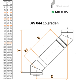 DINAK DW Bocht 15 graden dubbelwandig rookkanaal Ø200mm | 123rookkanaal
