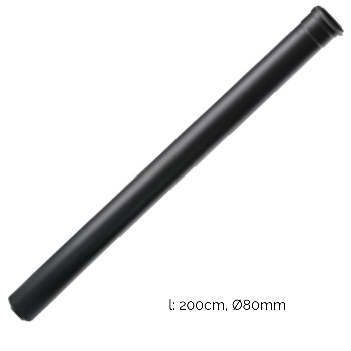 rookkanaal enkelwandig L:200 cm Ø80mm pelletkachel | 123rookkanaal