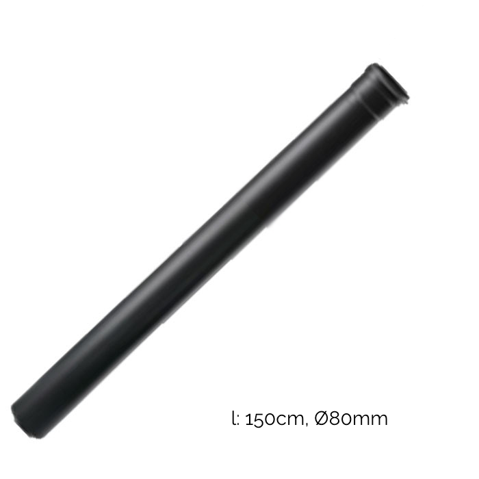 rookkanaal enkelwandig L:150 cm Ø80mm pelletkachel | 123rookkanaal