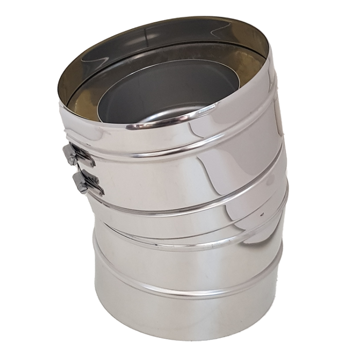 Hagemann & Machmer V3 DW Bocht 15 graden dubbelwandig rookkanaal Ø150mm | 123rookkanaal