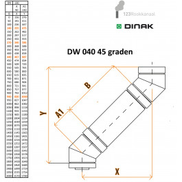 DINAK DW bocht 45 graden dubbelwandig rookkanaal Ø130mm | 123rookkanaal