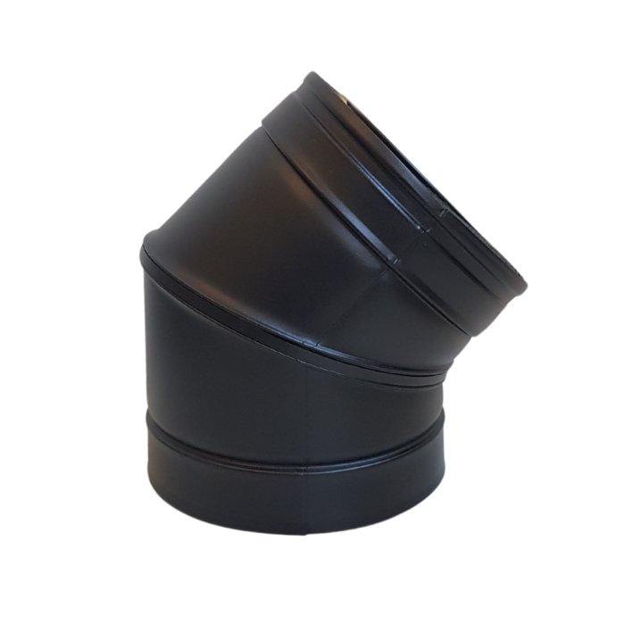 DINAK DW Black bocht 45 graden dubbelwandig rookkanaal Ø150mm | 123rookkanaal