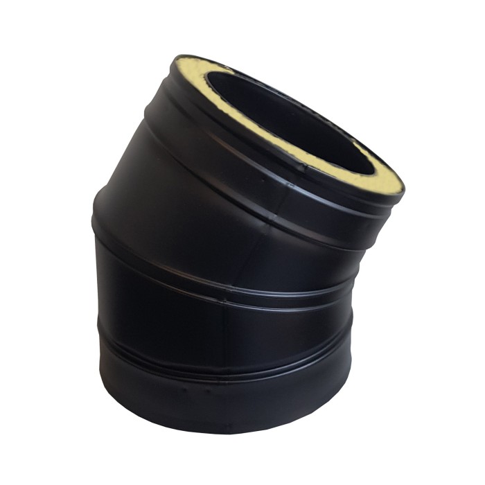 DINAK DW Black bocht 30 graden dubbelwandig rookkanaal Ø130mm | 123rookkanaal