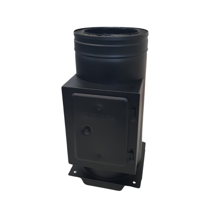 DINAK DW Black reinigingselement + ondersteuning met condensuitloop Ø130mm | 123rookkanaal