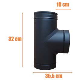 DINAK DW Black pellet T-stuk dubbelwandig rookkanaal Ø100mm | 123rookkanaal