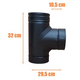 DINAK DW Black T-stuk dubbelwandig rookkanaal Ø130mm | 123rookkanaal