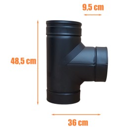 DINAK DW Black T-stuk dubbelwandig rookkanaal Ø200mm | 123rookkanaal