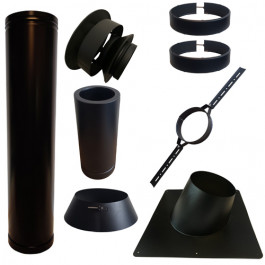 Set VERANDA BLACK schuin dak 5-30 graden Ø130mm DINAK met nisbus | 123rookkanaal
