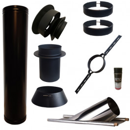 Set KAPSCHUUR BLACK loodslab 46-60 graden Ø130mm DINAK met verloop EW-DW | 123rookkanaal